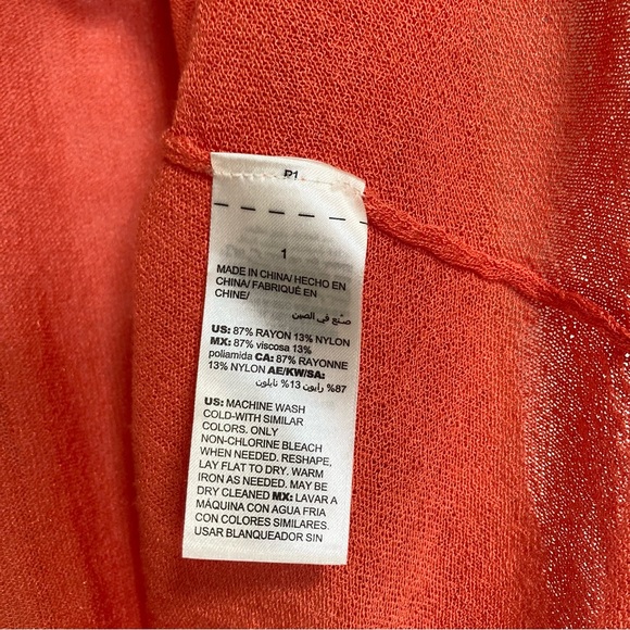 Chicos Light Knit Orange Ruched Cardigan Sweater Chicos 1 Women Medium 8 - Picture 12 of 16